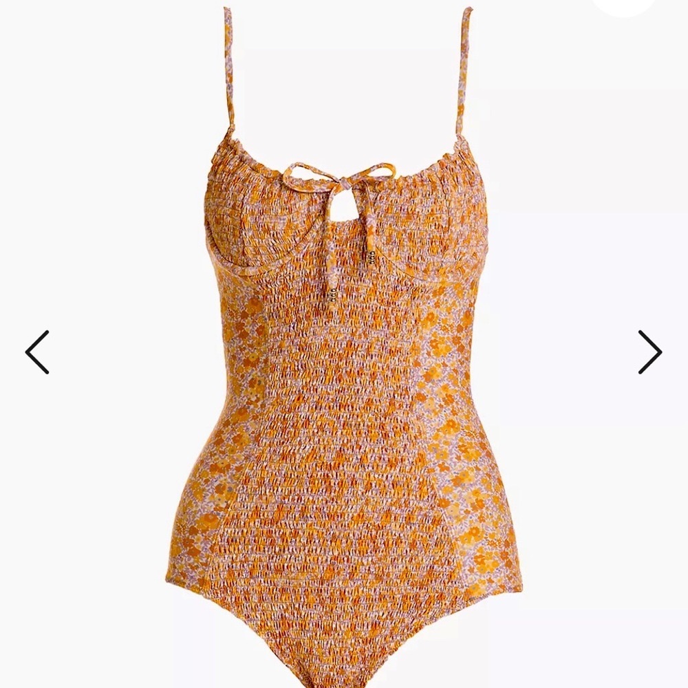 Madewell Palm Lenny Smocked Swimsuit Size L